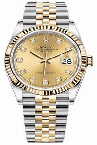 Replica 126233 Champagne Diamond Jubilee Rolex Datejust 36mm Stainless Steel and Yellow Gold Ladies Watch