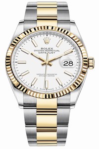 Replica 126233 White Index Oyster Rolex Datejust 36mm Stainless Steel and Yellow Gold Ladies Watch