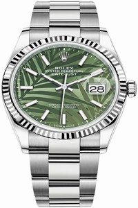 Replica 126234 Olive Green Palm Oyster Rolex Datejust 36mm Stainless Steel Midsize Watch