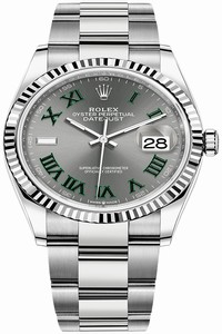 Replica 126234 Slate Roman Oyster Wimbledon Rolex Datejust 36mm Stainless Steel Midsize Watch