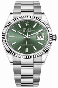 Replica 126234 Mint Green Index Oyster Rolex Datejust 36mm Stainless Steel Midsize Watch