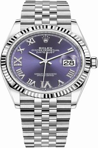 Replica 126234 Aubergine Roman VI IX Jubilee Rolex Datejust 36mm Stainless Steel Midsize Watch