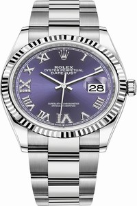 Replica 126234 Aubergine Roman VI IX Oyster Rolex Datejust 36mm Stainless Steel Midsize Watch