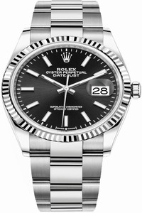 Replica 126234 Black Index Oyster Rolex Datejust 36mm Stainless Steel Midsize Watch