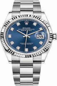 Replica 126234 Blue Diamond Oyster Rolex Datejust 36mm Stainless Steel Midsize Watch