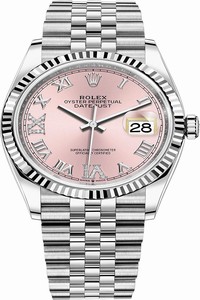 Replica 126234 Pink Roman VI IX Jubilee Rolex Datejust 36mm Stainless Steel Midsize Watch