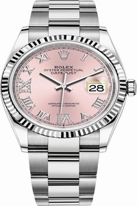 Replica 126234 Pink Roman VI IX Oyster Rolex Datejust 36mm Stainless Steel Midsize Watch