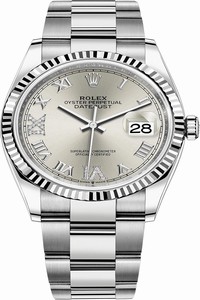 Replica 126234 Silver Roman VI IX Oyster Rolex Datejust 36mm Stainless Steel Midsize Watch