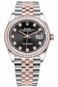 Replica 126281RBR Black Diamond Jubilee Rolex Datejust 36mm Stainless Steel and Rose Gold Ladies Watch