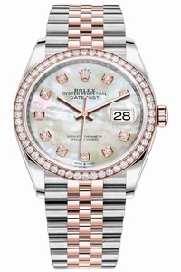 Replica 126281RBR MOP Diamond Jubilee Rolex Datejust 36mm Stainless Steel and Rose Gold Ladies Watch