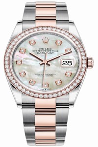 Replica 126281RBR MOP Diamond Oyster Rolex Datejust 36mm Stainless Steel and Rose Gold Ladies Watch