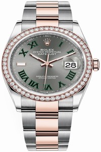 Replica 126281RBR Slate Roman Oyster Wimbledon Rolex Datejust 36mm Stainless Steel and Rose Gold Ladies Watch