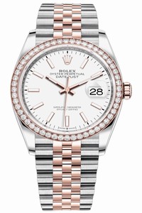 Replica 126281RBR White Index Jubilee Rolex Datejust 36mm Stainless Steel and Rose Gold Ladies Watch