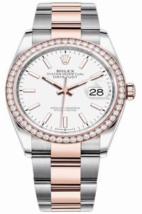 Replica 126281RBR White Index Oyster Rolex Datejust 36mm Stainless Steel and Rose Gold Ladies Watch