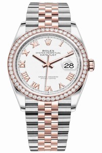 Replica 126281RBR White Roman Jubilee Rolex Datejust 36mm Stainless Steel and Rose Gold Ladies Watch