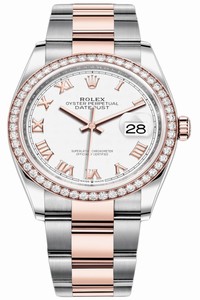 Replica 126281RBR White Roman Oyster Rolex Datejust 36mm Stainless Steel and Rose Gold Ladies Watch