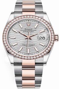 Replica 126281rbr Silver Fluted Oyster Rolex Datejust 36mm Stainless Steel and Rose Gold Ladies Watch