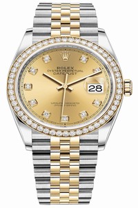 Replica 126283RBR Champagne Diamond Jubilee Rolex Datejust 36mm Stainless Steel and Yellow Gold Ladies Watch