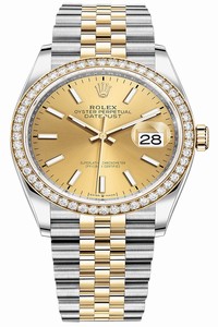 Replica 126283RBR Champagne Index Jubilee Rolex Datejust 36mm Stainless Steel and Yellow Gold Ladies Watch