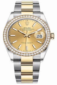 Replica 126283RBR Champagne Index Oyster Rolex Datejust 36mm Stainless Steel and Yellow Gold Ladies Watch