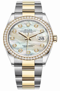 Replica 126283RBR MOP Diamond Oyster Rolex Datejust 36mm Stainless Steel and Yellow Gold Ladies Watch