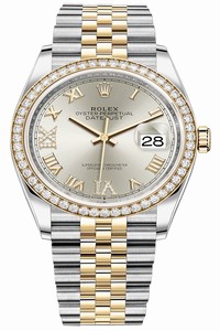 Replica 126283RBR Silver VI IX Roman Jubilee Rolex Datejust 36mm Stainless Steel and Yellow Gold Ladies Watch