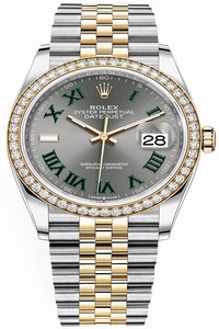 Replica 126283RBR Slate Roman Jubilee Wimbledon Rolex Datejust 36mm Stainless Steel and Yellow Gold Ladies Watch