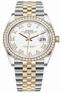 Replica 126283RBR White Roman Jubilee Rolex Datejust 36mm Stainless Steel and Yellow Gold Ladies Watch
