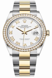Replica 126283RBR White Roman Oyster Rolex Datejust 36mm Stainless Steel and Yellow Gold Ladies Watch