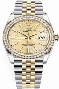 Replica 126283rbr Golden Palm Jubilee Rolex Datejust 36mm Stainless Steel and Yellow Gold Ladies Watch