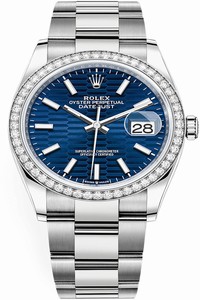 Replica 126284rbr Bright Blue Fluted Oyster Rolex Datejust 36mm Stainless Steel Midsize Watch