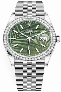 Replica 126284rbr Olive Green Palm Jubilee Rolex Datejust 36mm Stainless Steel Midsize Watch