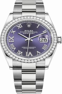 Replica 126284rbr Aubergine Roman VI IX Oyster Rolex Datejust 36mm Stainless Steel Midsize Watch