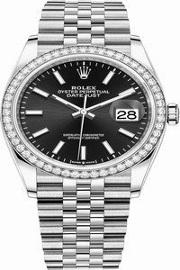 Replica 126284rbr Black Index Jubilee Rolex Datejust 36mm Stainless Steel Midsize Watch