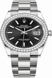 Replica 126284rbr Black Index Oyster Rolex Datejust 36mm Stainless Steel Midsize Watch