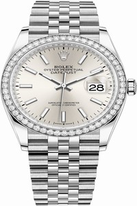 Replica 126284rbr Silver Index Jubilee Rolex Datejust 36mm Stainless Steel Midsize Watch