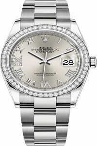 Replica 126284rbr Silver Roman VI IX Oyster Rolex Datejust 36mm Stainless Steel Midsize Watch