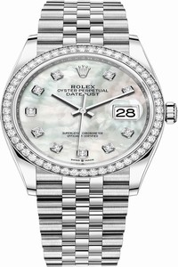 Replica 126284rbr White MOP Diamond Jubilee Rolex Datejust 36mm Stainless Steel Midsize Watch