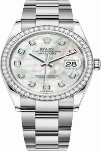 Replica 126284rbr White MOP Diamond Oyster Rolex Datejust 36mm Stainless Steel Midsize Watch