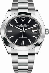Replica 126300 Black Index Oyster Rolex Datejust 41mm Stainless Steel Mens Watch
