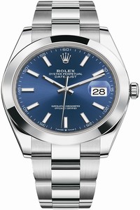 Replica 126300 Blue Index Oyster Rolex Datejust 41mm Stainless Steel Mens Watch