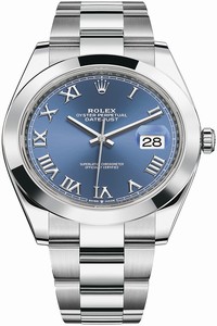 Replica 126300 Blue Roman Oyster Rolex Datejust 41mm Stainless Steel Mens Watch