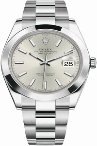 Replica 126300 Silver Index Oyster Rolex Datejust 41mm Stainless Steel Mens Watch