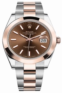Replica 126301 Chocolate Index Oyster Rolex Datejust 41mm Stainless Steel and Everose Gold Mens Watch