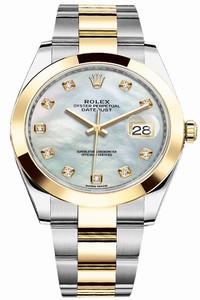 Replica 126303 White MOP Diamond Oyster Rolex Datejust 41mm Steel and Yellow Gold Mens Watch