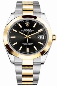 Replica 126303 Black Index Oyster Rolex Datejust 41mm Stainless Steel and Yellow Gold Mens Watch