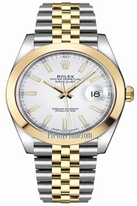 Replica 126303 White Index Jubilee Rolex Datejust 41mm Stainless Steel and Yellow Gold Mens Watch