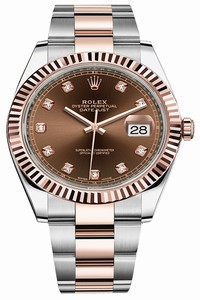 Replica 126331 Chocolate Diamond Oyster Rolex Datejust 41mm Stainless Steel and Everose Gold Mens Watch