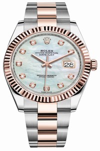 Replica 126331 MOP Diamond Oyster Rolex Datejust 41mm Steel and Everose Gold Mens Watch