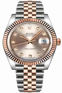 Replica 126331 Sundust Diamond Jubilee Rolex Datejust 41mm Stainless Steel and Everose Gold Mens Watch